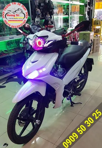 Xe Wave RSX 2011 độ đèn gương cầu kết hợp đèn led audi tăng tính thẩm mỹ