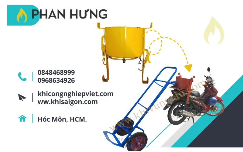 Giá treo xe máy chuyên dụng để chở bình gas mini và bình gas gia đình 12kg