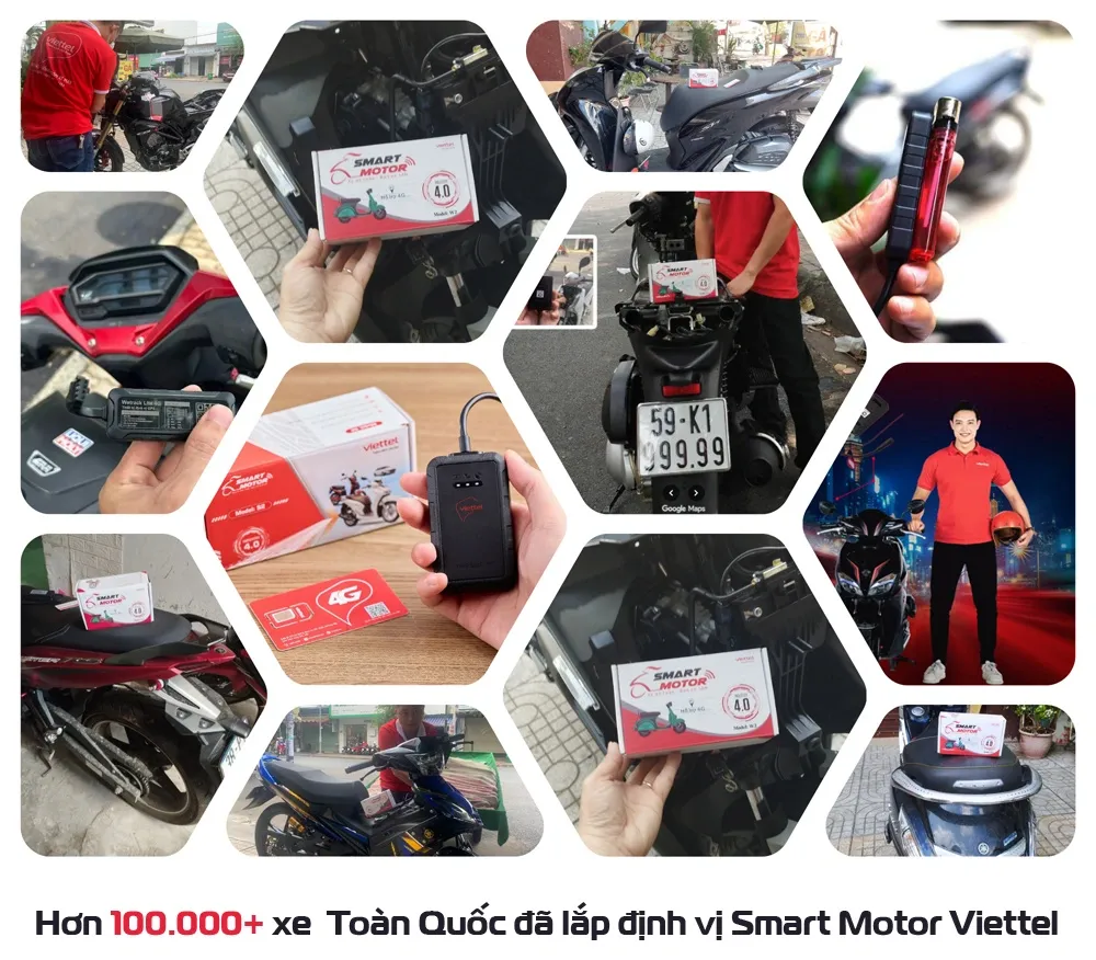 Kỹ thuật viên đang lắp đặt thiết bị Smart Motor Viettel lên xe máy