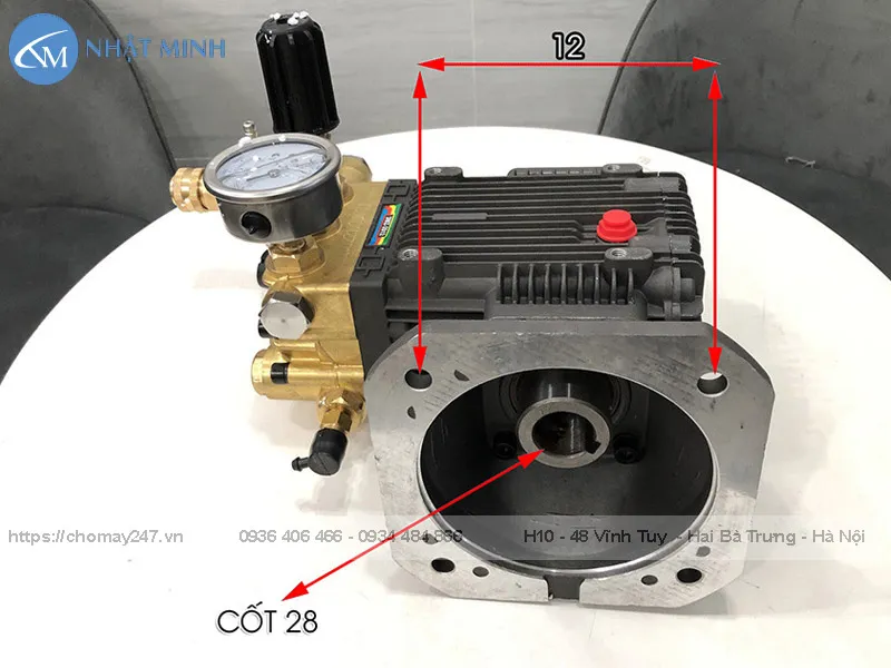 Sơ đồ kích thước đầu bơm máy rửa xe cao áp 7.5kw chi tiết