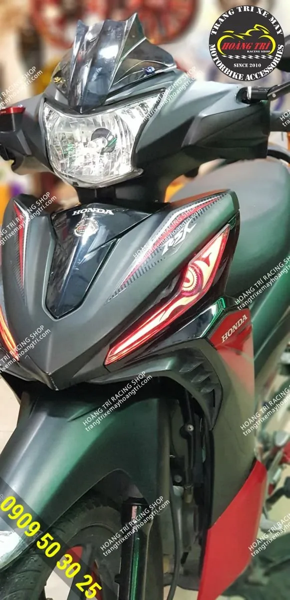 Nút bấm điều khiển màu sắc đèn Led Audi A9 sau khi độ đèn xe Wave RSX 2014