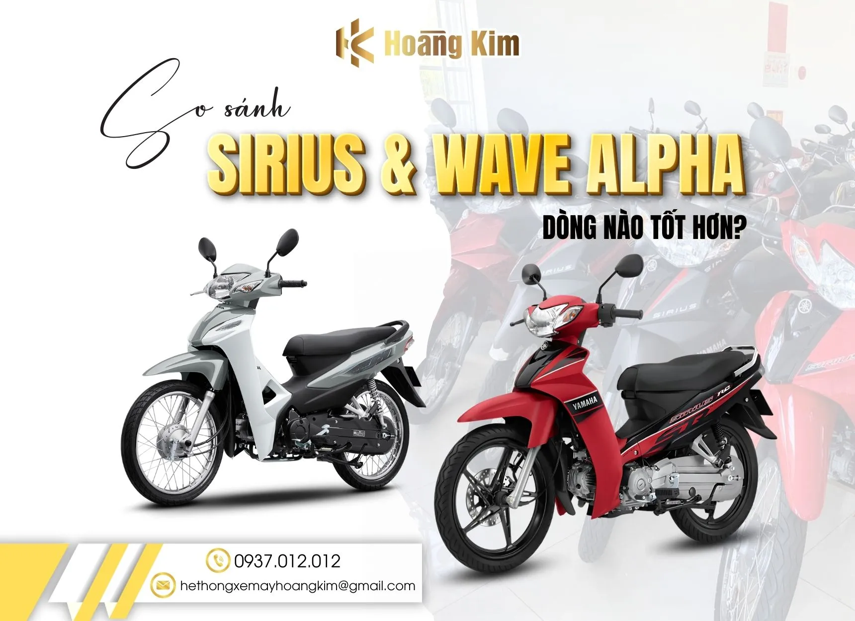 Hai dòng xe Yamaha Sirius và Honda Wave Alpha đang so sánh chi tiết