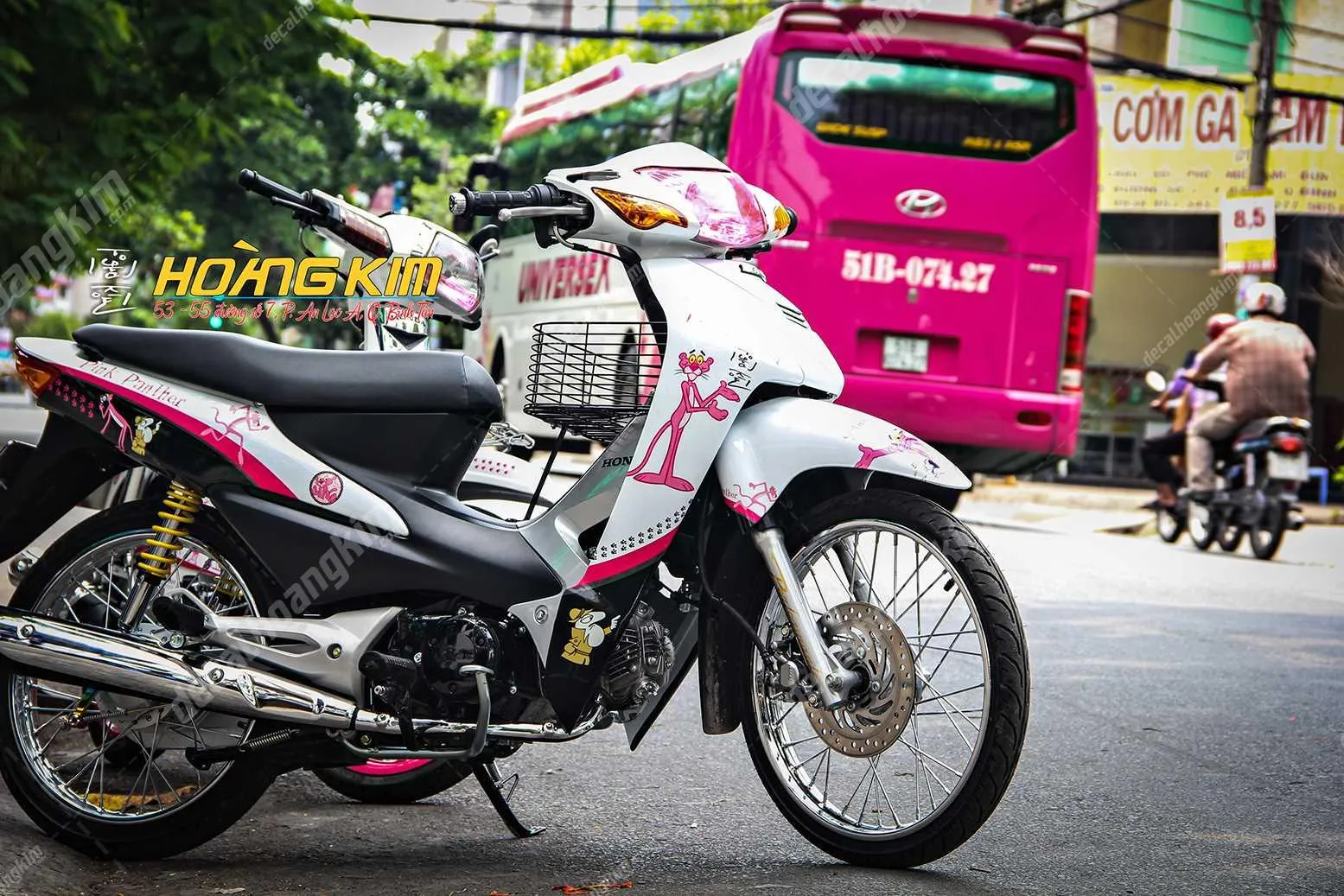 Mẫu tem xe Wave S100 Pink Panther cá tính, độc đáo