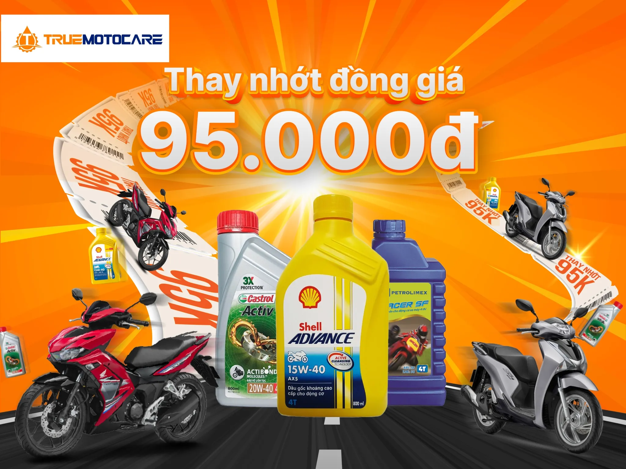Ưu đãi thay nhớt xe máy đồng giá 95.000đ tại chuỗi True Moto Care là cơ hội tuyệt vời để thay nhớt xe máy giá rẻ, chất lượng.