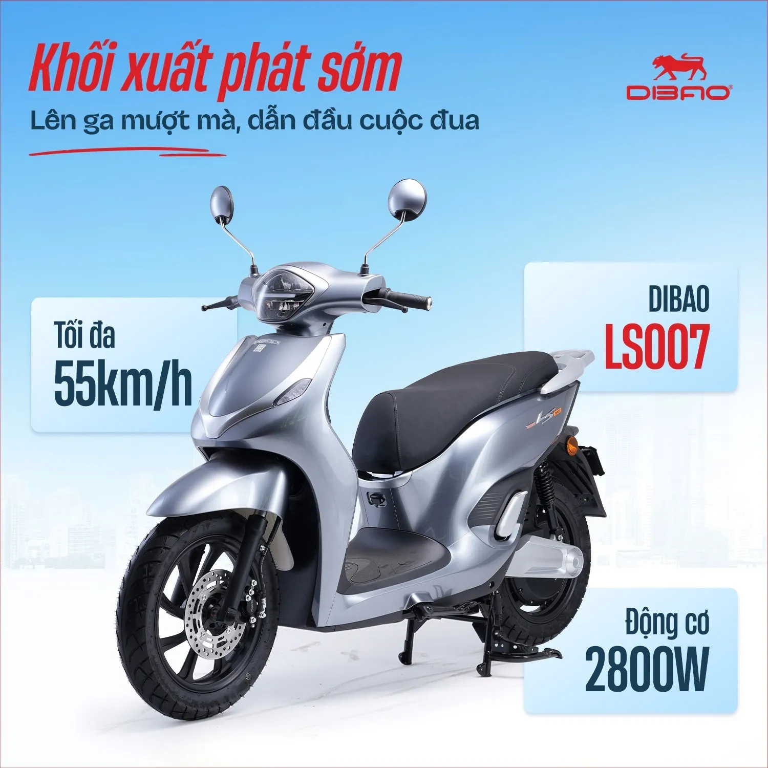 Động cơ điện công suất 2.800W của xe máy điện Dibao LS007