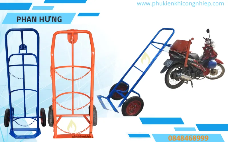 Xe đẩy tay vận chuyển bình gas công nghiệp và bình oxy y tế