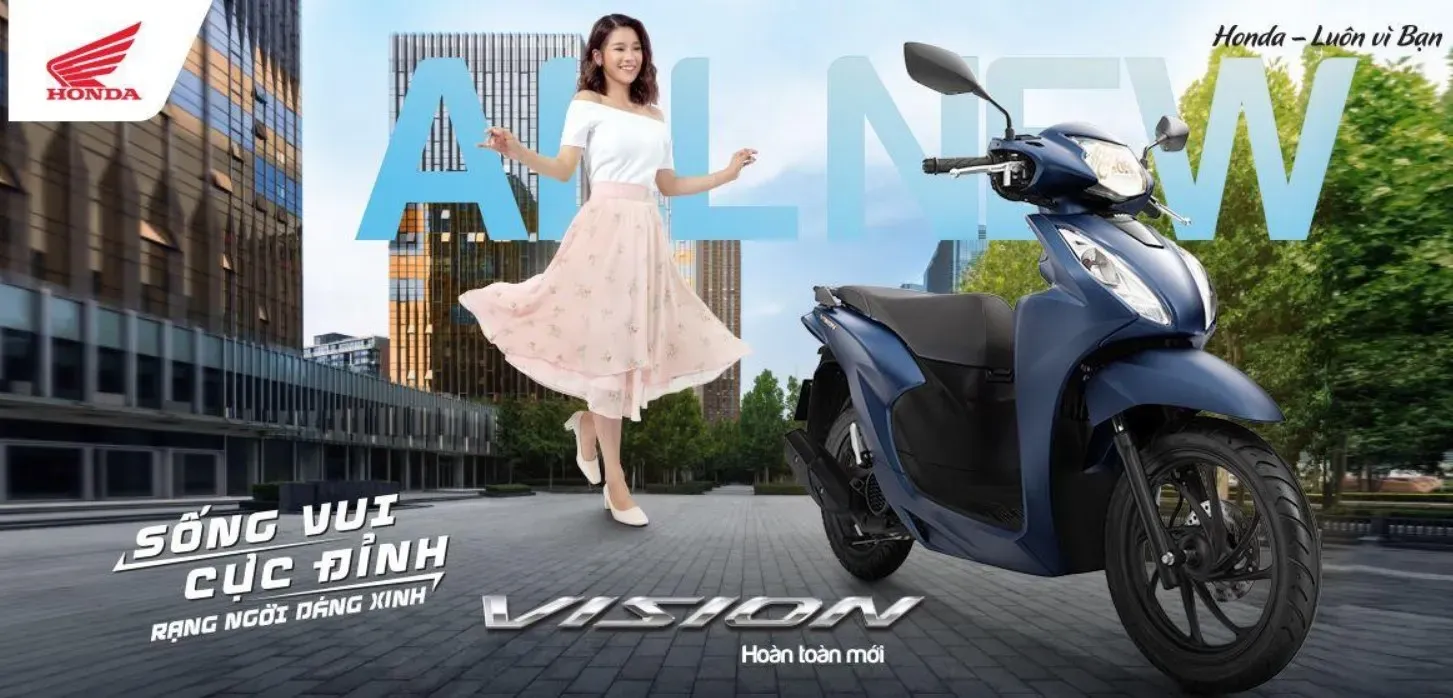 Xe tay ga Honda Vision tại đại lý ủy nhiệm Honda Head Hương Lụa, đối lập với rủi ro mua xe Wave cũ không giấy tờ