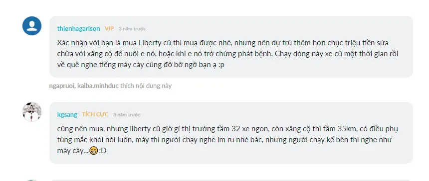Đánh giá chi phí và chất lượng xe Piaggio Liberty đã qua sử dụng của người dùng