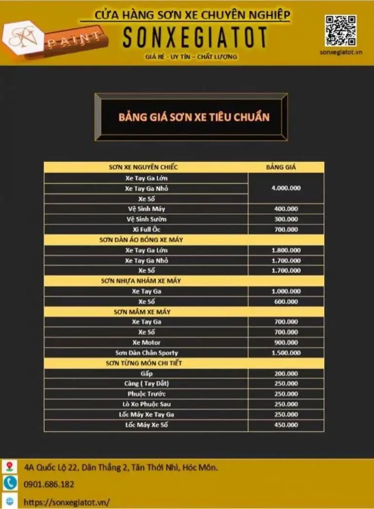 Bảng Giá Sơn Xe Giá Tốt Tại TPHCM (Ánh sáng đèn phòng sơn)