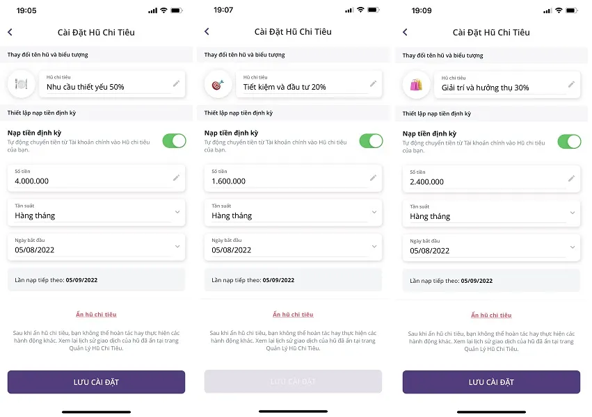 Hũ chi tiêu (Money Pot) của Timo giúp bạn phân bổ thu nhập để tiết kiệm tiền mua xe máy