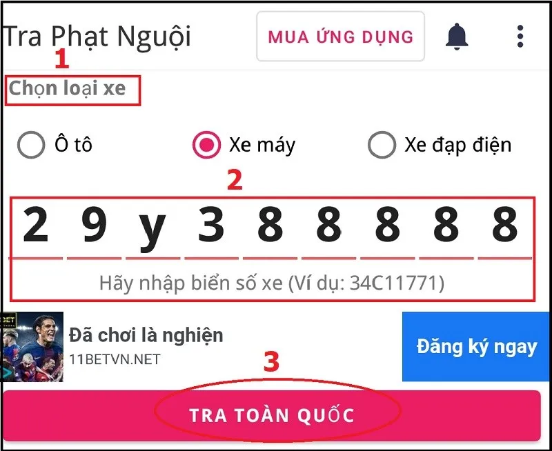 Màn hình thao tác nộp phạt trực tuyến giúp tiết kiệm thời gian