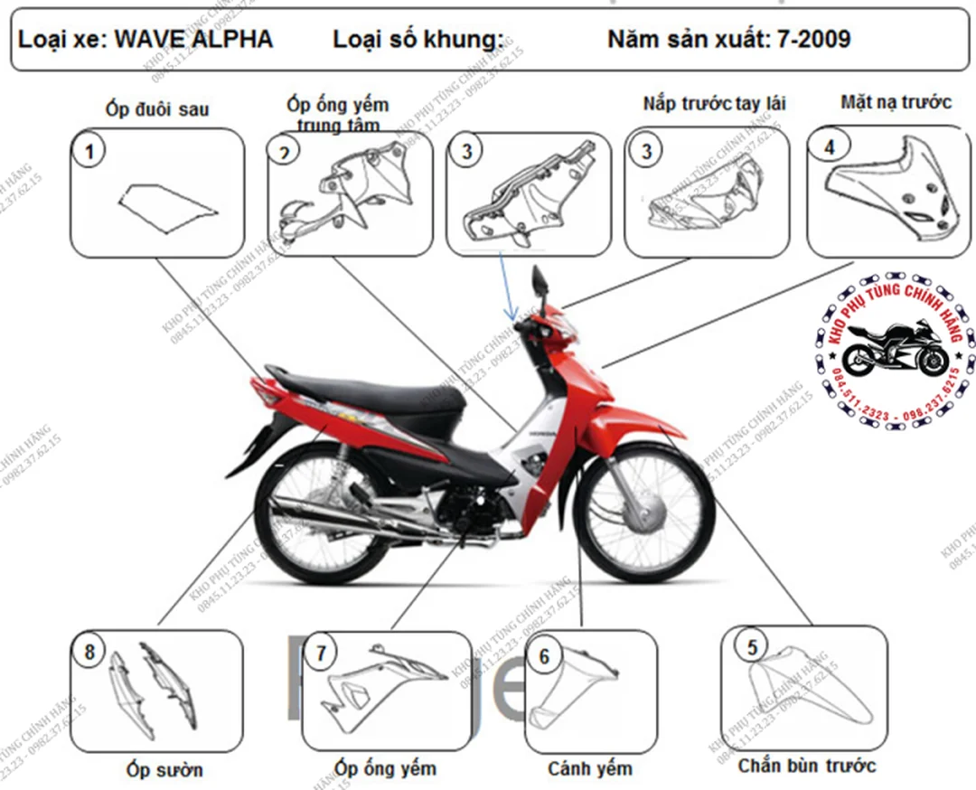 Kiểm tra dàn áo Wave Alpha chính hãng trước khi mua giá dàn áo xe Wave Alpha chính hãng kiểm tra tem nhựa