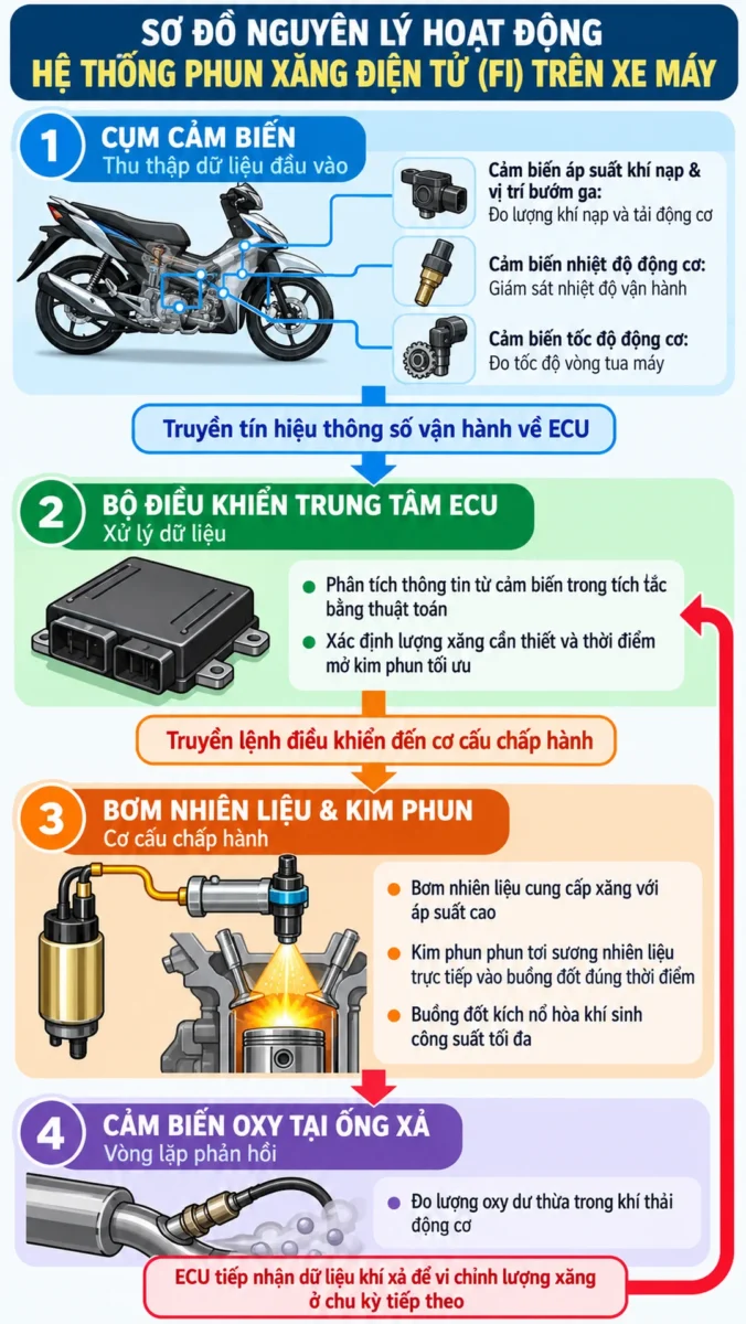 Hệ thống phun xăng điện tử Wave hoạt động thế nào trong thực tế? 8 phun xăng điện tử Wave hoạt động thế nào